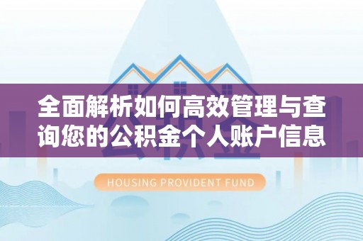 秦安全面解析如何高效管理与查询您的公积金个人账户信息